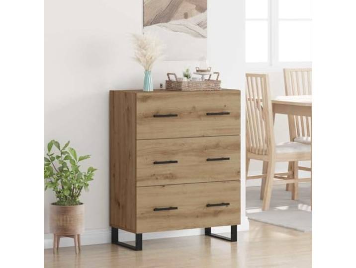 HEFZGDB Sideboard mit Wandhalterung gegen Umkippen, Robustes Sideboard mit großer Ablagefläche aus mehrfarbigem Holzwerkstoff mit glatter Oberfläche, mit Schubladen und Metallfüßen