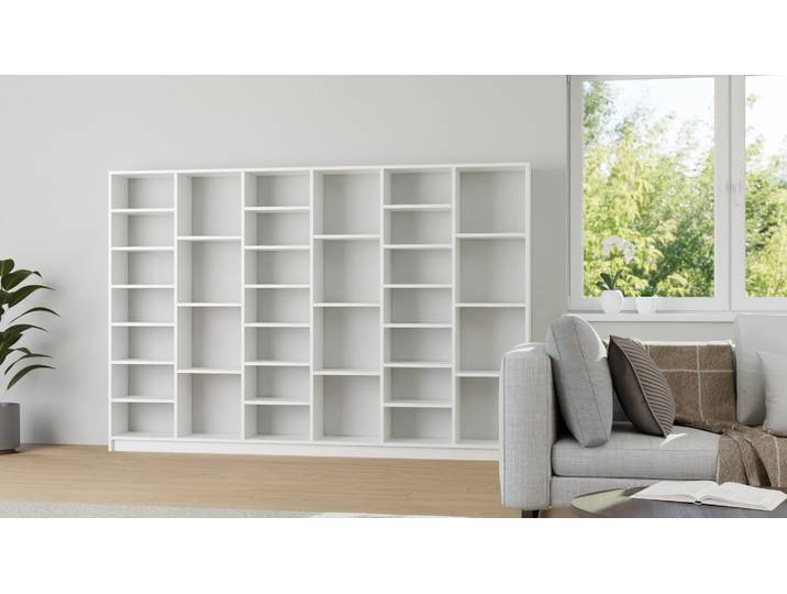 La bibliothèque pour optimiser l'espace de votre salon MDF mélaminé MDF Blanc mat