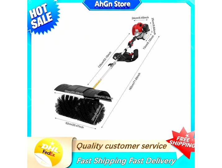 Balayeuse à main de 1700 W, 52 cm³, à essence, balayeuse à balai, nettoyage de pelouse, machine à balayer, balayeuse à main pour pelouse