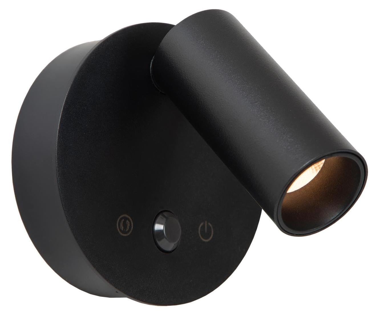 Lucide TONI Oplaadbare Wandlamp met Bewegingssensor en Dimbare LED, Zwart, Diameter: 8,1 cm