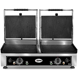 GMG - Doppel-Kontaktgrill - ▲ & ▼ Gerillt - mit Grillplatten aus Gusseisen, Fettauffangschale und Temperaturregelung 50° - 300° C