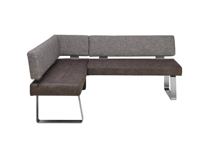Moderano Eckbank, Grau, Edelstahl, Metall, 5-Sitzer, nicht einzeln stellbar, L-Form, 226x156 cm, Goldenes M, Emas, Fußauswahl, Lederauswahl, Stoffauswahl, Typenauswahl, seitenverkehrt erhältlich, in verschiedenen Holzarten Holz-Dekoren erhältlich, Esszimmer, Bänke, Eckbänke