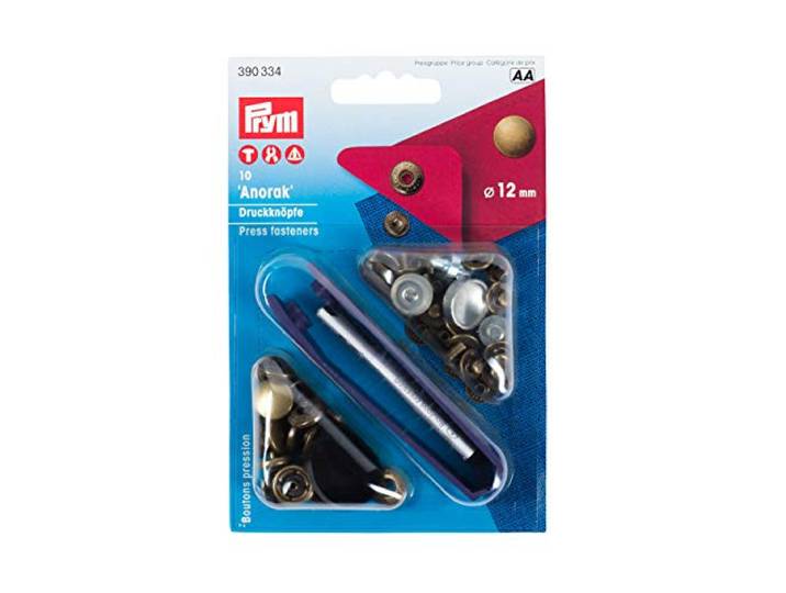 Prym 390334 Naaivrije drukknop anorak messing 12 mm oud messing, metaal