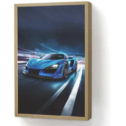 WANDLEUCHTE MIT AKKU Auto - Blau - Jungen - Kind Beleuchtung 40x60 cm Wandlampe