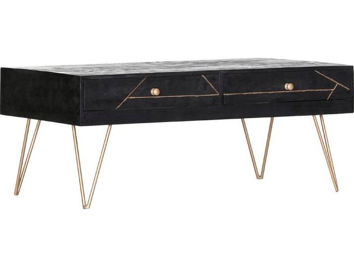Gutmann Factory Couchtisch Scan, Hairpin Beine, moderner Couchtisch aus Massivholz Mango oder Akazie