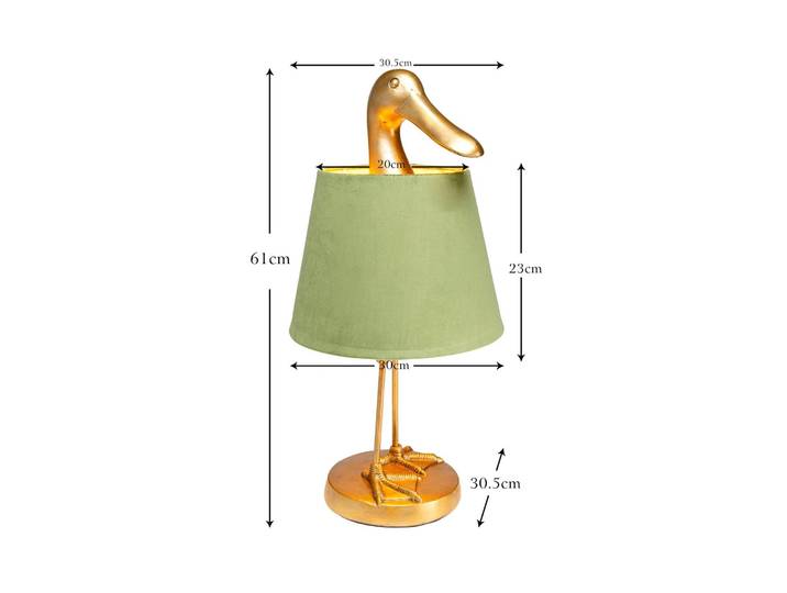 KARE Tischlampe Tischleuchte Duck, grün, für Wohn- / Esszimmer, Textil / Stoff / Seide, Modern, Tischlampe