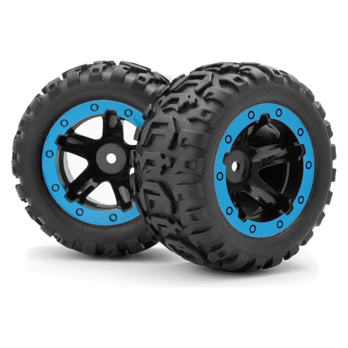 Blackzon Slyder MT Wheels/Tires Assembled (Black/Blue) (BL540108)