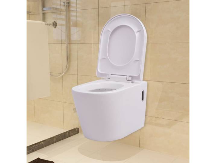vidaXL Wandmontierte Toilette Keramik Weiß