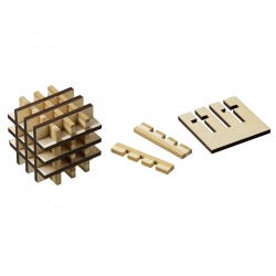 Philos Grid-Cube - Bambus und Sperrholz - 18 Puzzleteile - Denkspiel - Geduldspiel 247184