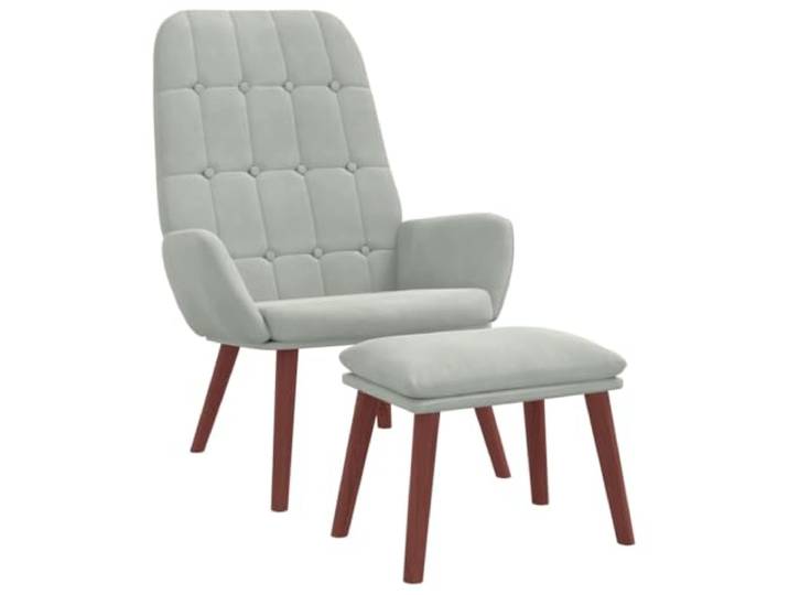 Makastle Relaxsessel mit Hocker Hellgrau Samt