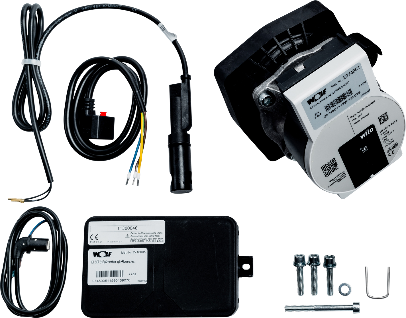 Tête de pompe Wolf Set haute efficacité, boîtier d'alimentation 2074871 Flowswitch