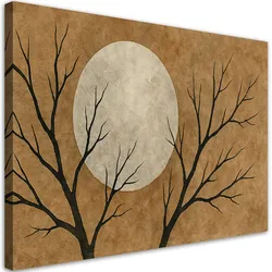 LEINWANDBILD Mond Bäume Minimalismus Beige 120x80cm