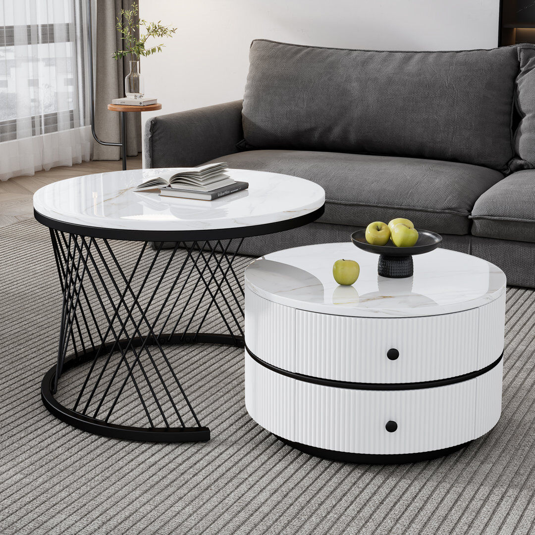 Abrihome Trestle Coffee Table with Storage Black 46cm H X 60cm W X 60cm D