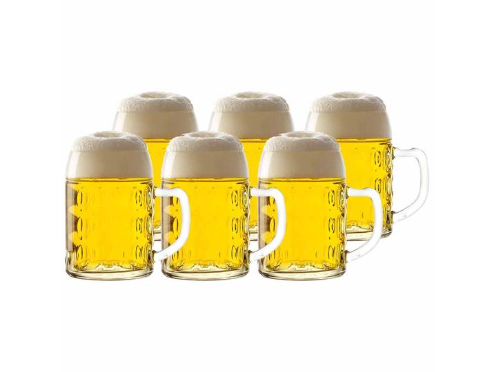 Bierkrug STÖLZLE Bierkrüge Kaiser 0,5 Liter 6er Set transparent , bunt (transparent), Glas, Trinkgefäße, Bierkrug