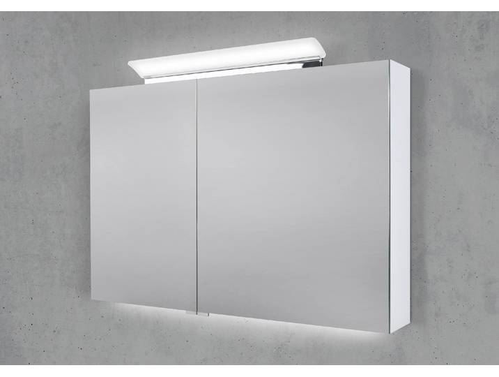 Spiegelschrank 100 cm LED Acryl Aufsatzleuchte doppelseitig verspiegelt