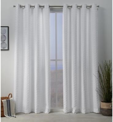 ATI Home Squared Embellished Grommet Top Curtain Panel Pair