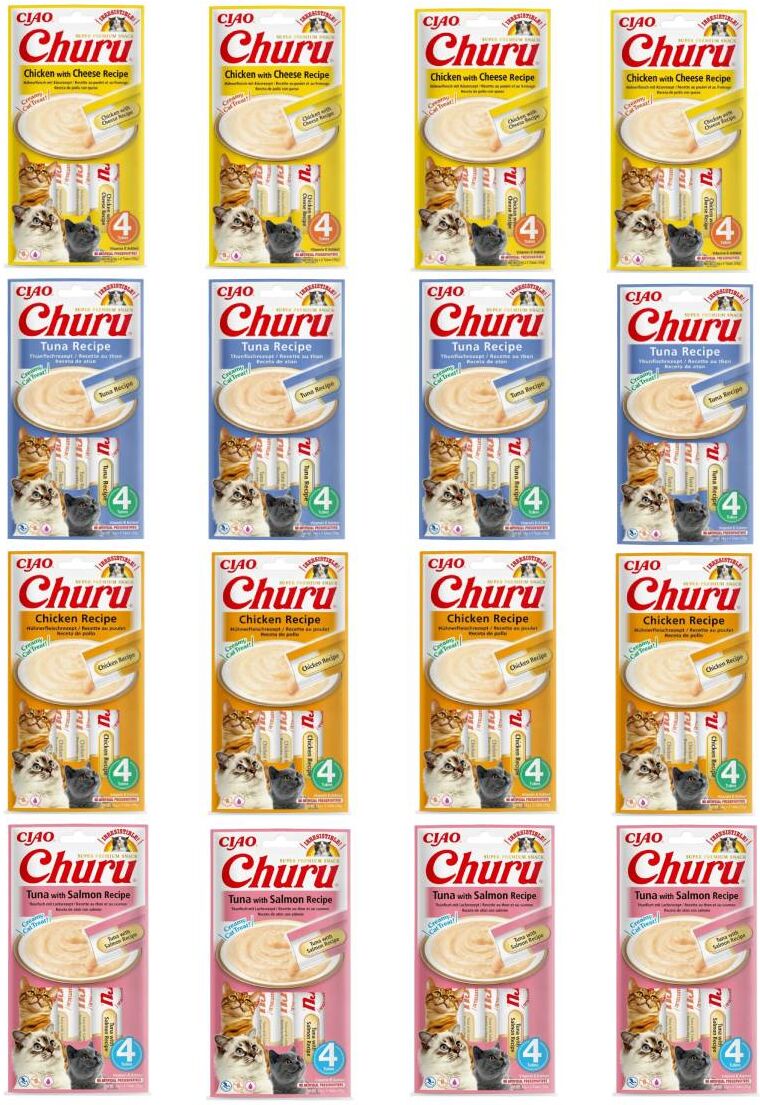 Set Multigusto 64x14G Churu Snack Stick Gatto MIX TONNO E POLLO