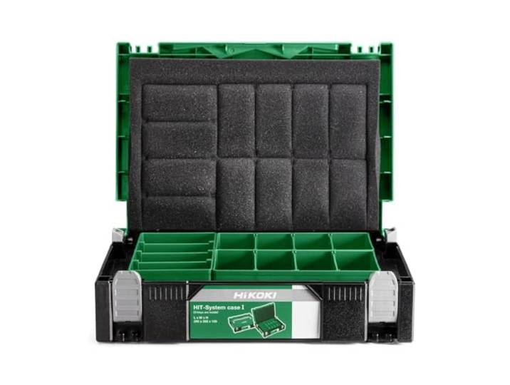 Hitachi Boîte à outils HIT-System Case I\, Vert/Noir Système de transport modulable avec 3 étagères incluses\, compatible avec Case II\, III\, IV\, coloris vert et noir