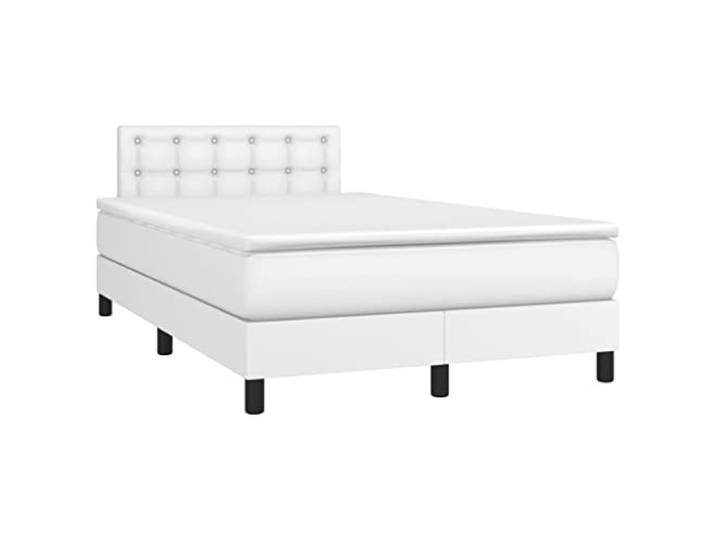 vidaXL Boxspringbett mit Matratze Weiß 120x200 cm Kunstleder