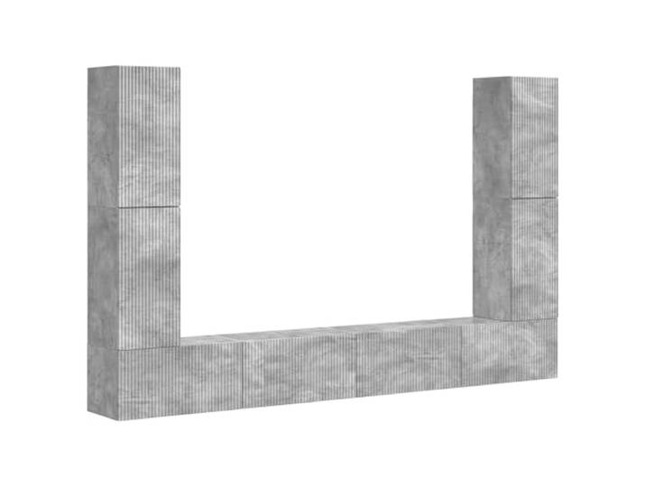 KTHLBRH TV-Möbel-Set, 8 Stück, Grau, Beton, Holz 4 Schiebetüren, 2 Böden, Regal 30 x 27 x 1,5 cm, 4 Möbel 31 x 30 x 60 cm, 4 Möbel 60 x 31 x 29,5 cm