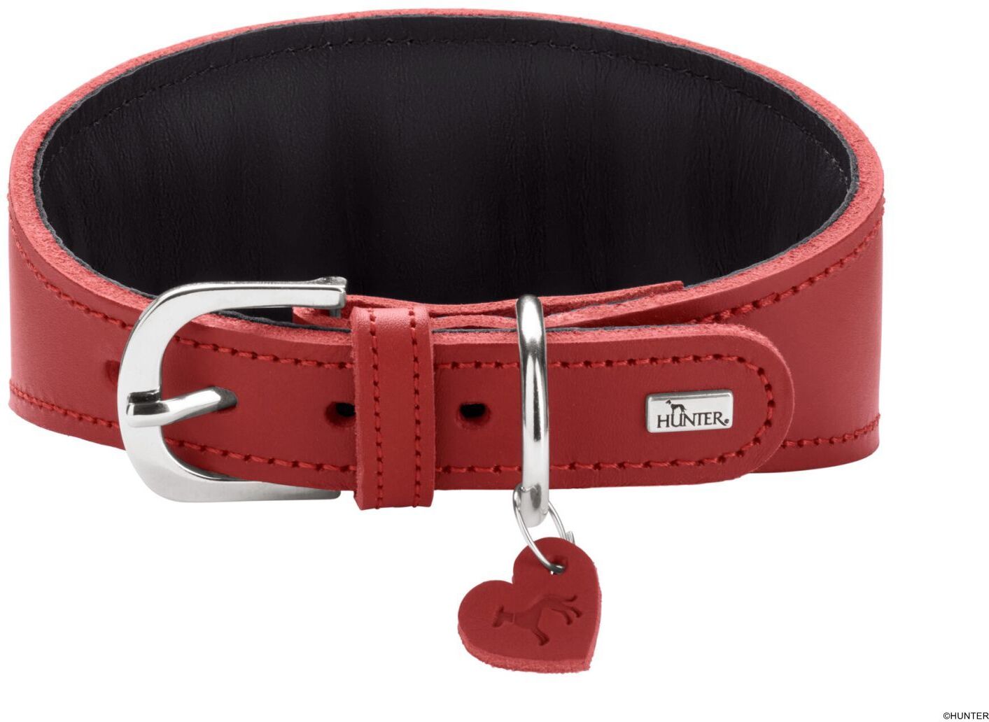 DOG SPORT HUNTER Windhundhalsband Love S (47), rot/schwarz