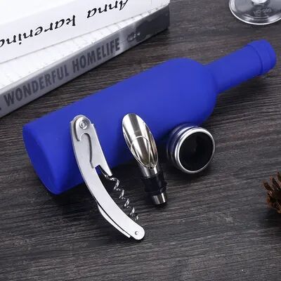 Inspire Daily Merch Stainless Steel Wine Bottle Opener Set Multifunctional Creative Bar Accessories 3pcs Blue