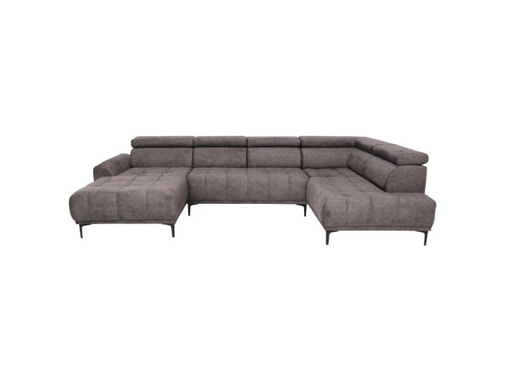 Stylife Wohnlandschaft, Braun, Metall, 4-Sitzer, Ottomane links, U-Form, 340x191 cm, Typenauswahl, Stoffauswahl, seitenverkehrt erhältlich, Hocker erhältlich, Wohnzimmer, Sofas & Couches, Wohnlandschaften, Wohnlandschaft U-Form