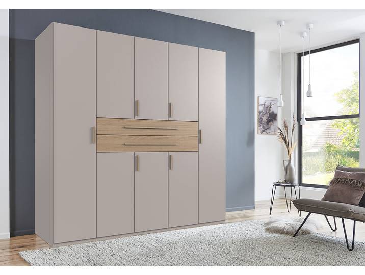 Drehtürenschrank Digit Typ A 225cm Holz/Grau/Beige/Kaschmir/Eiche Dekor