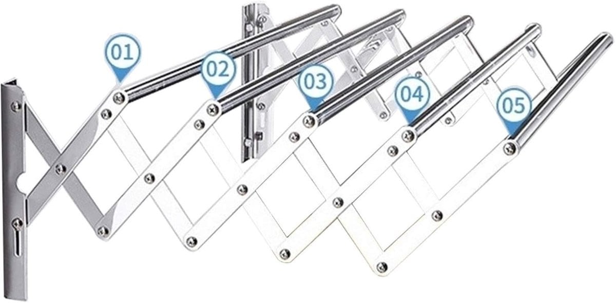 Zilver Vouwbaar Droogrek en Wandrek voor Kleding, Breedte: 80 cm