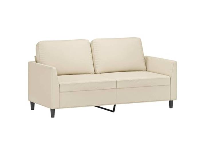 GHVBNMF 2-Sitzer-Sofa Kunstleder Polstersofa Creme 140 cm Metallgestell Bequeme Polsterbank mit pflegeleichtem Kunstleder und stabilem Metallrahmen für Wohnzimmer, Arbeitszimmer und Empfang.