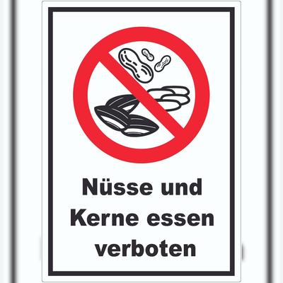 HB-Druck Nüsse und Kerne essen verboten Aufkleber A8 (52x74mm)