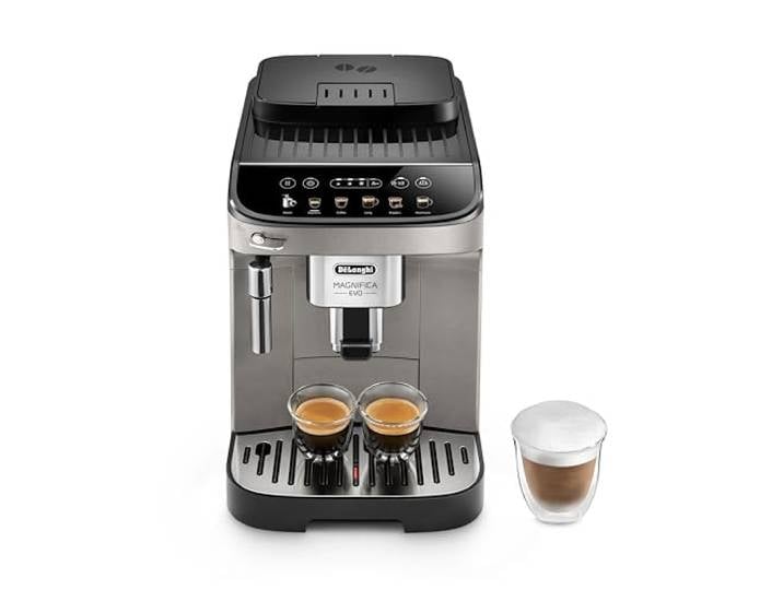 De'Longhi Magnifica Evo ECAM290.42.TB, Kaffeemaschine mit Milchaufschäumer, Kompakt, Bean-to-Cup Kaffeevollautomat, Manuelles Milchaufschäumen, 4 Rezepte, Soft Touch Farbdisplay, Titan Schwarz