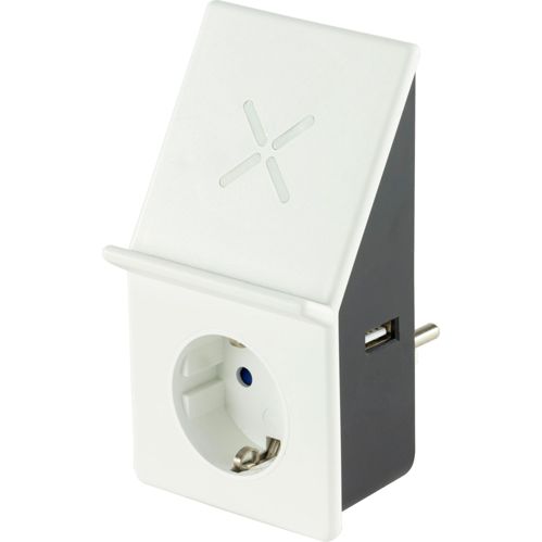 REV USB-Ladeadapter mit Wireless Charging + 1x Steckdose