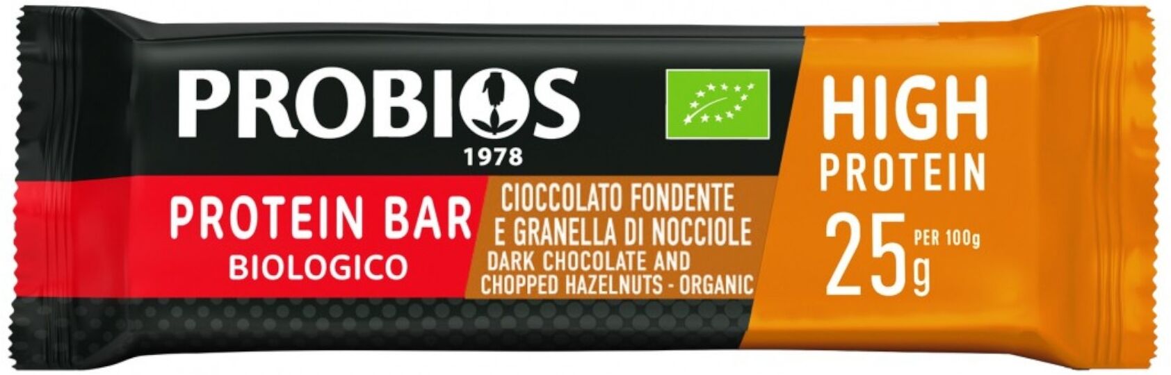 PROBIOS Protein Bar Cioccolato Fondente E Granella Di Nocciole 40 Grammi 