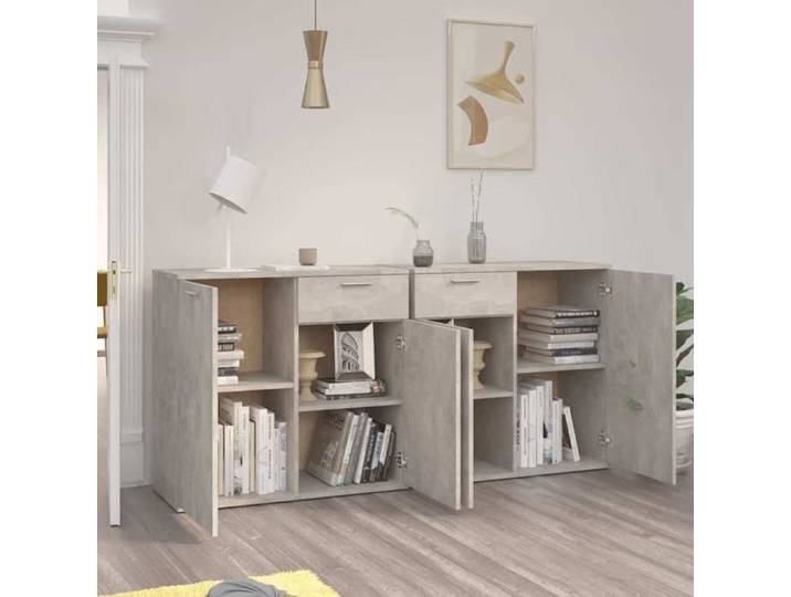 Meuble rangement - Buffet Gris béton 160x36x75 cm Bois d'ingénierie poisd:58.8kg &064
