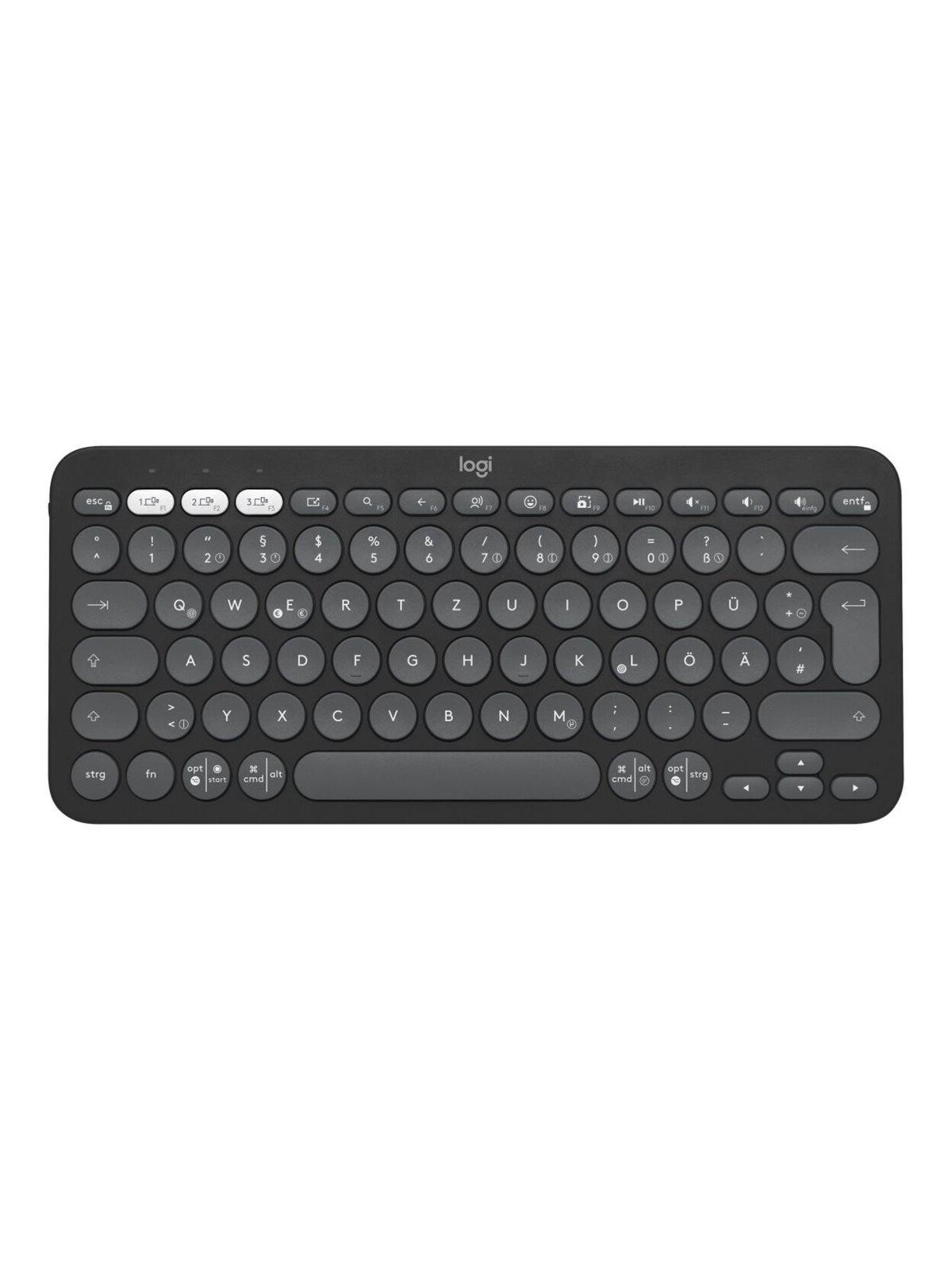 Logitech Pebble Keys 2 K380s Wireless Keyboard - Tonal Graphite - Tastatur - 60% - Deutsch - Grau