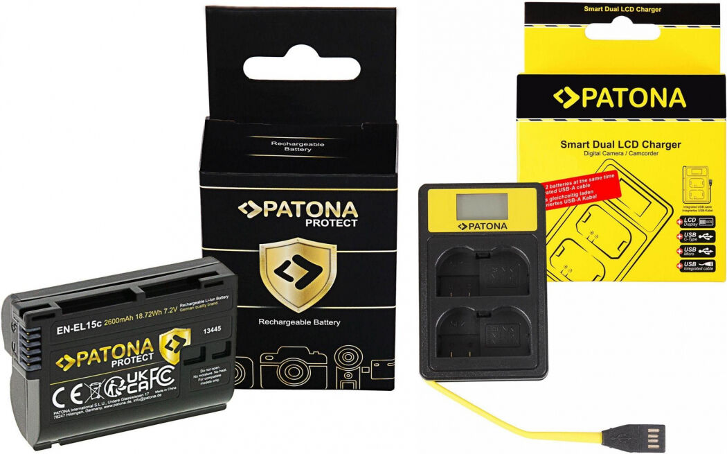 PATONA Dual USB Ladegerät + 2x Akku EN-EL15
