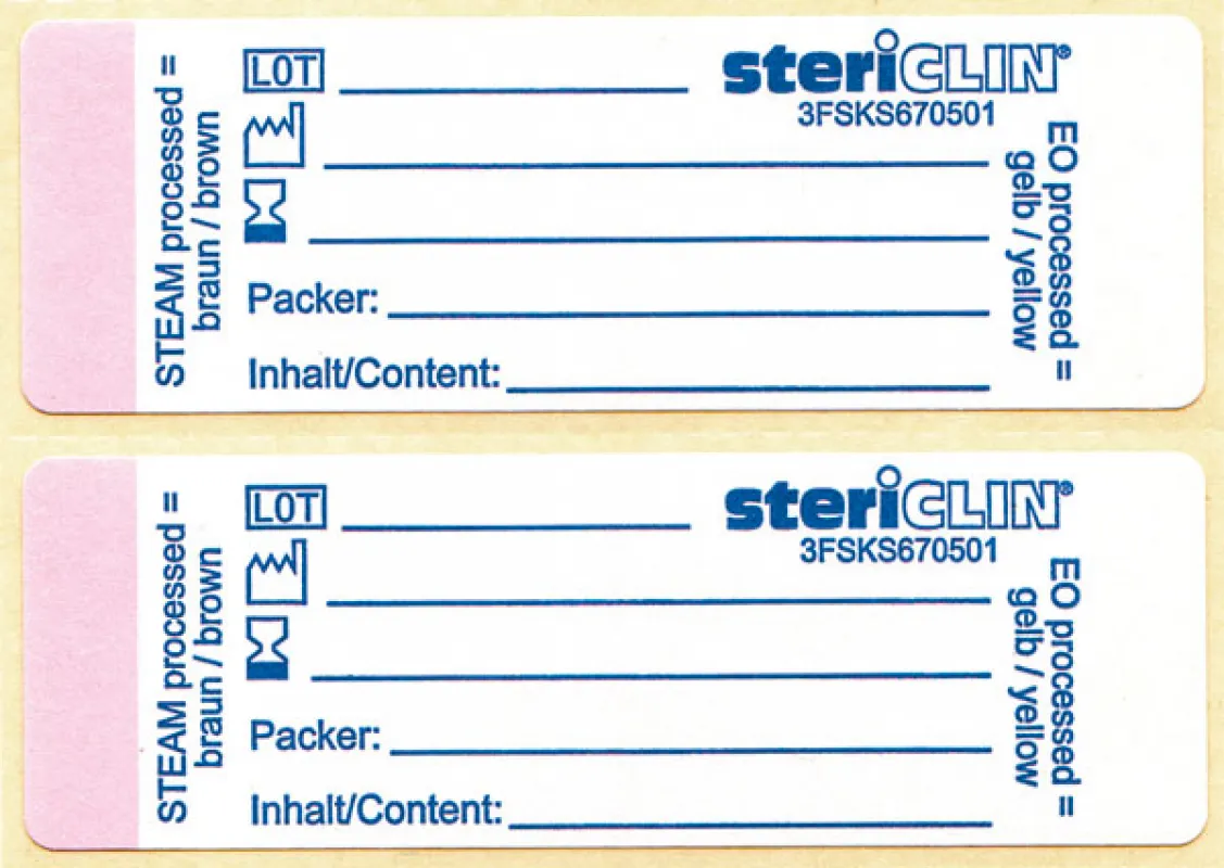 VP Stericlin Sterilgut Indikatoren, für Dampfsterilisation (3 x 3000 Stück) selbstklebend, 75 x 25 mm, Stericlin 3FSKS670501