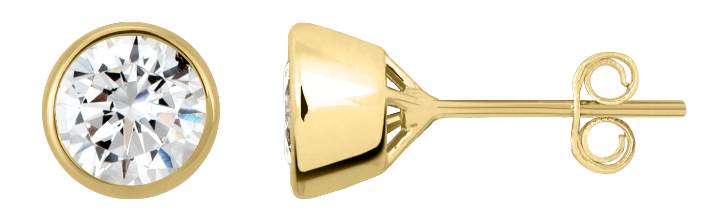 Jacques Lemans Ohrstecker, Gelbgold, 585/14K, Zirkonia 5mm
