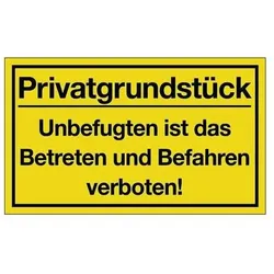 Hinweiszeichen Privatgrundstück L400xB250mm gelb schwarz Ku.