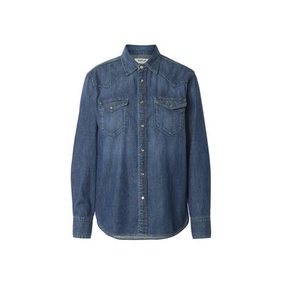 Langarmhemd REPLAY "Replay Hemd FP", Damen, Gr. S, US-Größen, blau (medium blau), 100% Baumwolle, unifarben, normal, Hemden