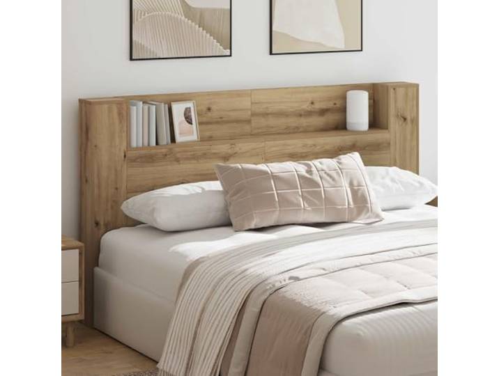 Moderner LED Kopfteilschrank mit verstellbarer Beleuchtung und Einlegeböden, aus Holzwerkstoff, Wandmontage, ideal für Schlafzimmer.