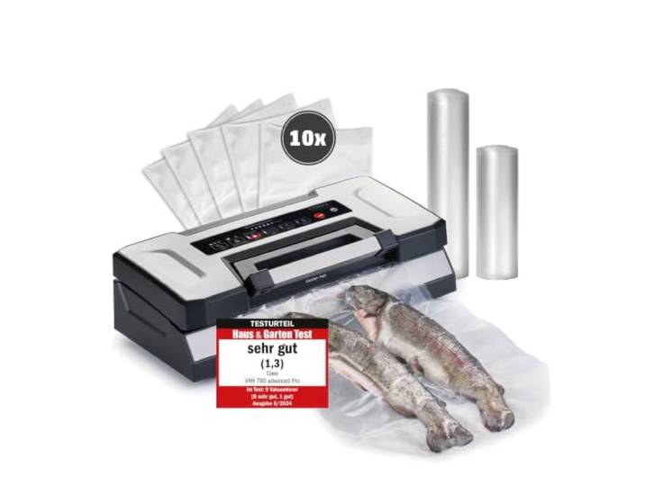 CASO VRH 790 advanced Pro – Profi‑Vakuumierer – 200 Nonstop‑Vorgänge – CASOTEK Liquid‑Funktion – doppelte Schweißnaht – inkl. Standboden‑Beutel