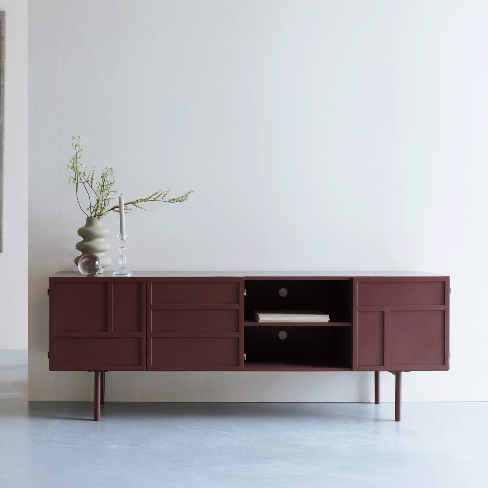 ZILT TV-meubel Chisholm Retro Rood Breedte: 160 cm