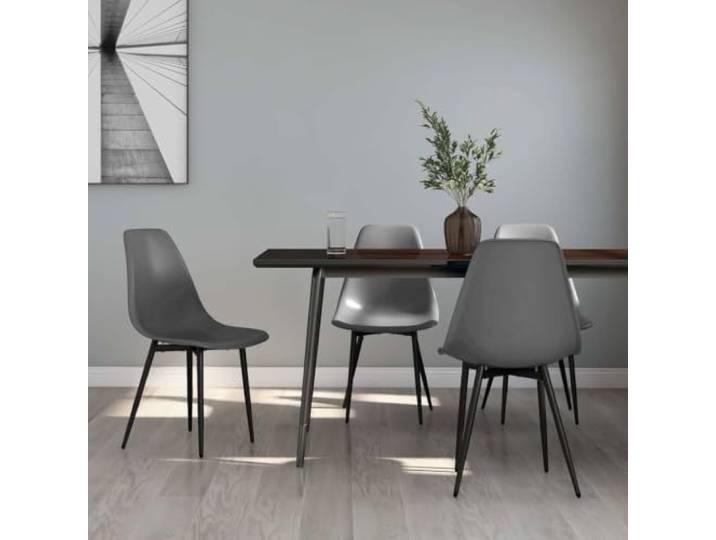 HEFZGDB Esszimmerstühle 4 STK. Grau PP - Minimalistische Designstühle mit Metallbeinen für Robustheit, ergonomischer Sitzkomfort, leicht zu reinigen, Polypropylen Material, stabile