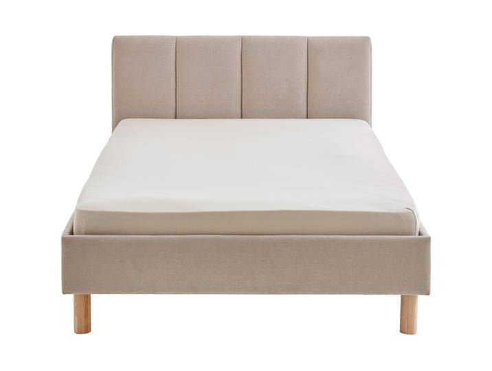 Bett Jess beige Stoff 120 x 200 cm - Bett