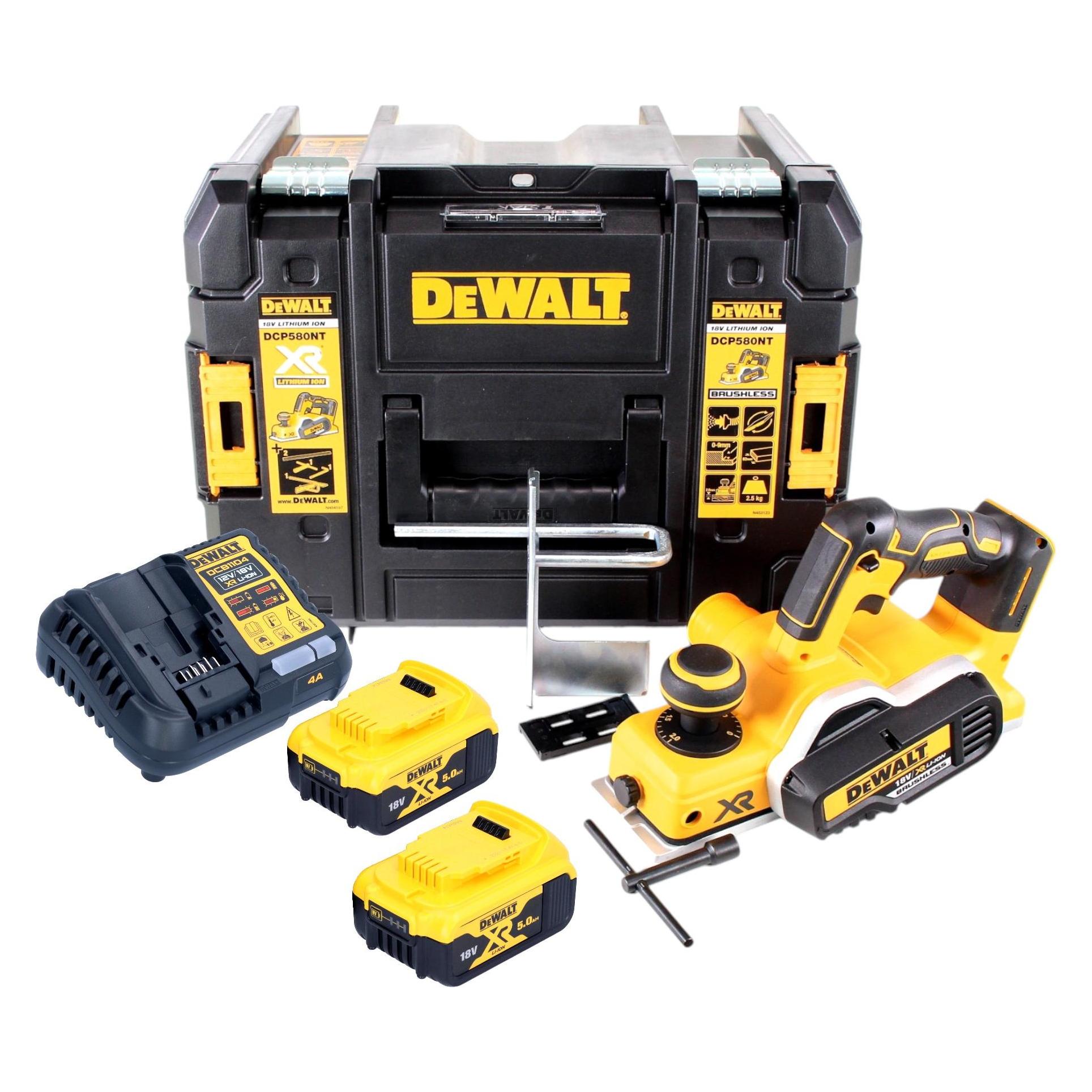 DeWalt DCP 580 P2 Akku Hobel 18V 82mm + 2x Akku 5,0Ah + Ladegerät + TSTAK (37944453)