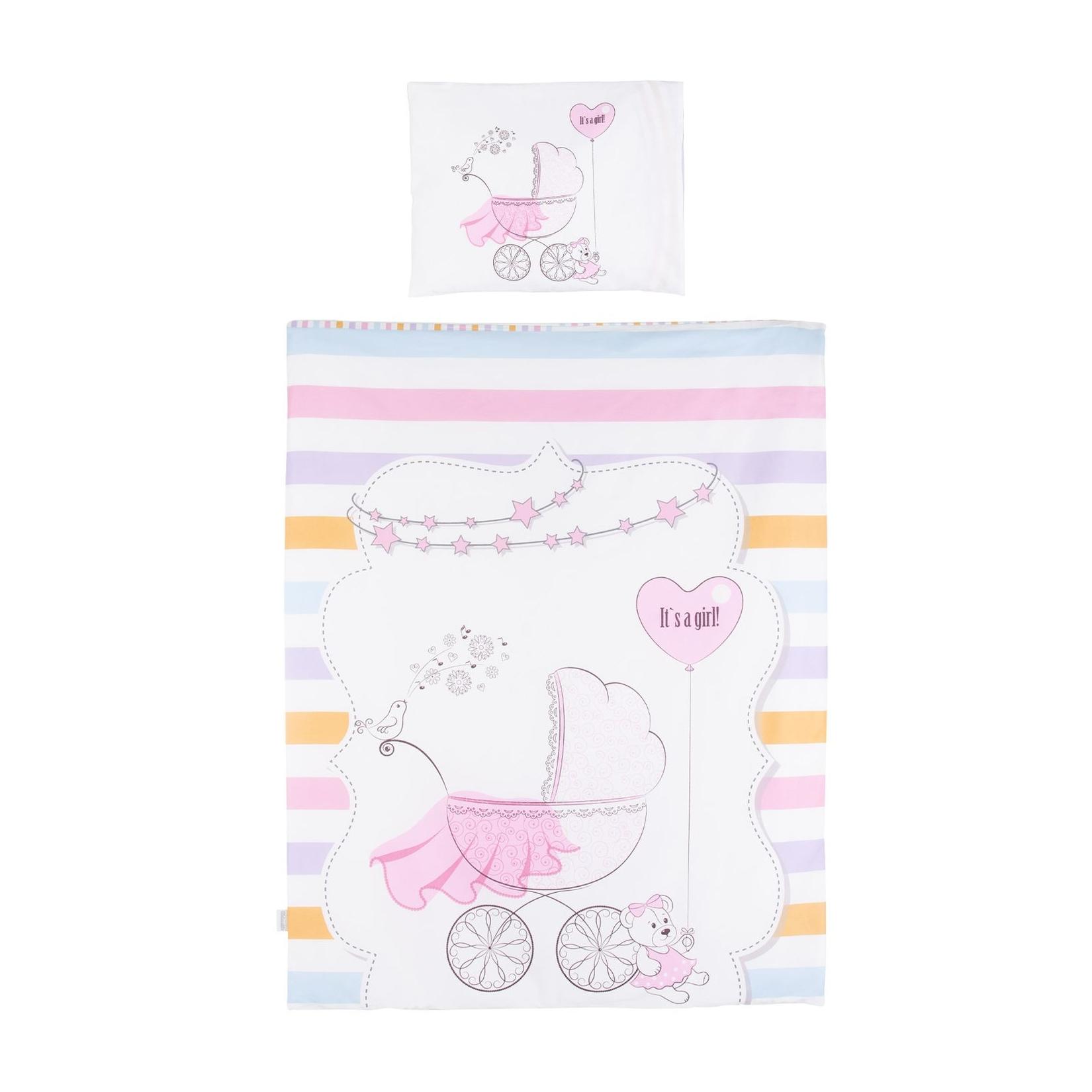 Chipolino 5-teiliges Bettwäsche Set, Decke 95 x 125 cm Kissen 35 x 45 cm rosa Sterne