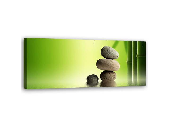 Feeby Wandbild zen steine, Grün, Orientalisch, Rechteckig, 90x30 cm, Bilder & Rahmen, Bilder, Leinwandbilder