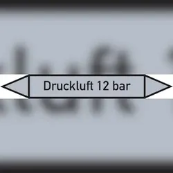 Rohrleitungskennzeichen Druckluft 12 bar - 270x37 mm Folie selbstklebend